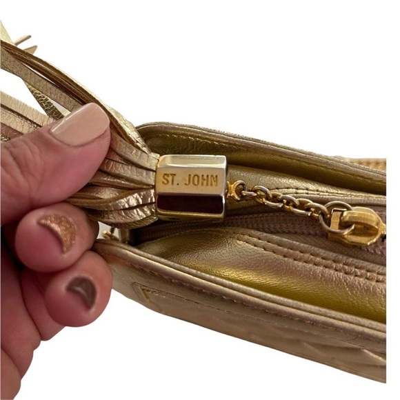 St. John Bags St John Gold Leather Crossbody Bag Poshmark